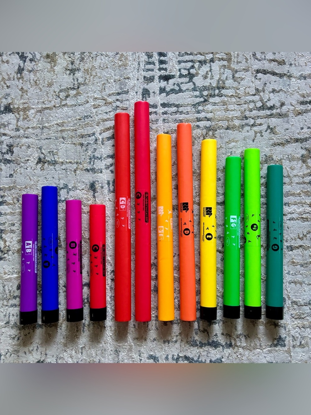 Lot of 12 Boomwhackers Tuned Percussion Tubes